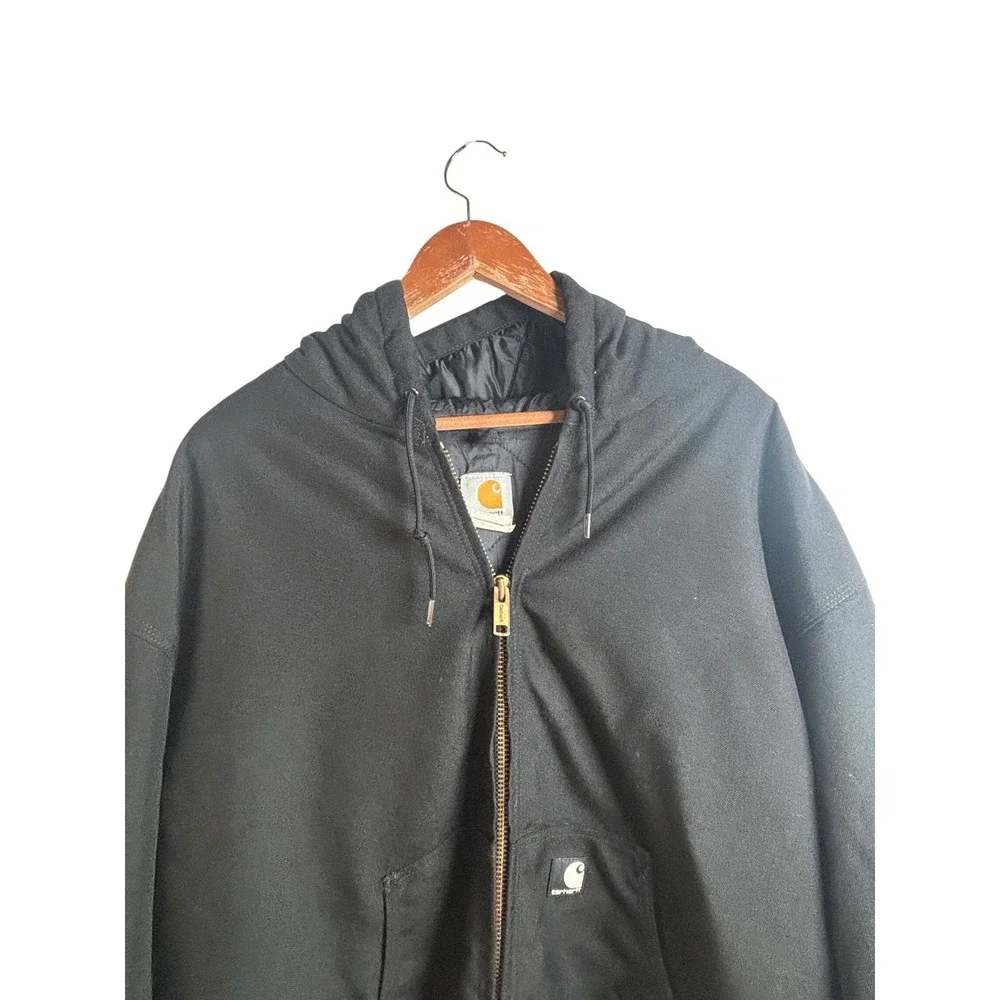 Carhartt Mens 3XL‎ Black Hooded Duck Insulated Active Jacket Workwear Chore Coat